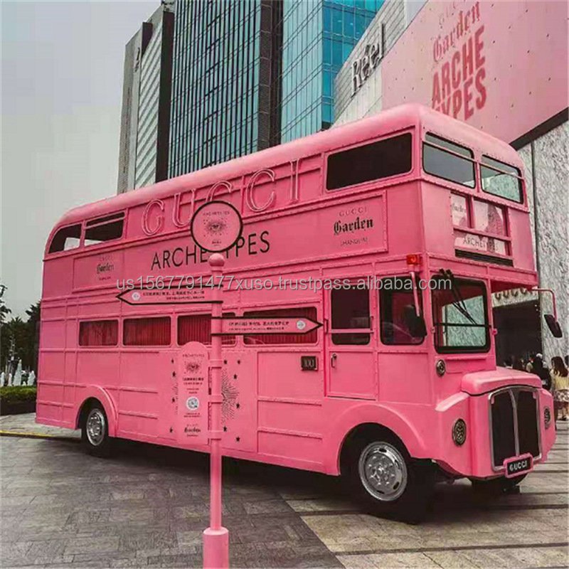High Quality 2-Story Double Decker Electric Bus Train Set Mobile Coffee & Fast Food Cart for Restaurants & Food Shops in the USA